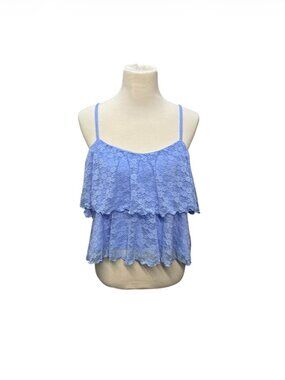 Old Navy Large Lace Tiered Cami Periwinkle Blue Floral Ruffle New Women's